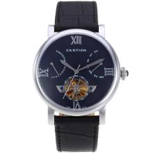 Cartier Calibre De Cartier Tourbillon Automático Con Negro Dial-18K Movimiento Chapado En Oro