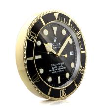 Rolex Submariner Negro Bisel Oro Amarillo Caja Del Reloj De Pared Con Dial Negro