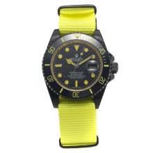 Rolex Submariner Automatic PVD Case Ceramic Bezel with Black Carbon Fibre Style Dial-Yellow Version