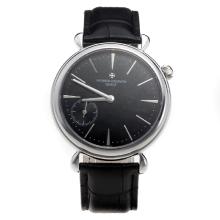 Vacheron Constantin Manual Winding with Black Dial-Leather Strap