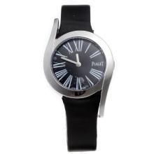 Piaget Limelight with Black Dial-Black Leather Strap