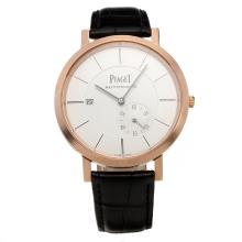 Piaget Altiplano Automatic Rose Gold Case with White Dial-Leather Strap