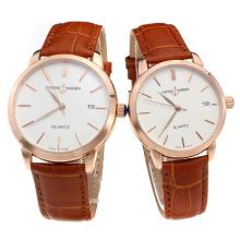 Ulysse Nardin Rose Gold Case Stick Markers with White Dial-Brown Leather Strap