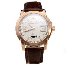Blancpain Rose Gold Case with White Dial-Leather Strap