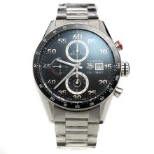 Tag Heuer Carrera Cal.1887 Chronograph Asia Valjoux 7750 Movement Ceramic Bezel with Black Dial S/S