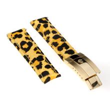 Rolex Daytona Yellow Leopard Print Leather Strap with Gold Deployment Buckle