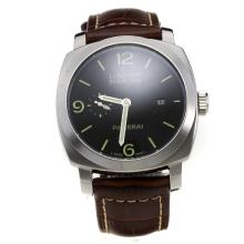 Panerai Luminor Marina Asia Valjoux 7750 Movement Green Stick Markers with Black Dial-Leather Strap-2