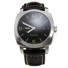 Panerai Luminor Marina Asia Valjoux 7750 Movement Green Stick Markers with Black Dial-Leather Strap-1