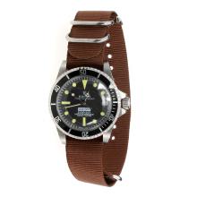 Rolex Submariner Automatic Black Dial with Brown Nylon Strap-Vintage Edition