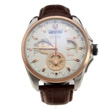 Tag Heuer Carrera Calibre 36 Working Chronograph Two Tone Case with White Dial-Leather Strap
