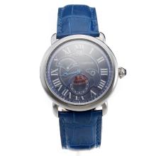 Cartier Rotonde De Cartier Watch With Blue Dial And Leather Strap