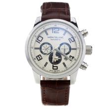 Montblanc Time Walker Automatic With White Dial-Brown Leather Strap