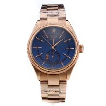 Rolex Cellini Automatic Full Rose Gold Case with Blue Dial-Stick Markings