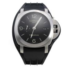 Panerai Luminor GMT Asia Valjoux 7750 Movement Black Dial with Black Rubber Strap-Extra Black Leather Strap