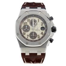 Audemars Piguet Royal Oak Offshore Asia Valjoux 7750 Movement with White Checkered Dial-Leather Strap