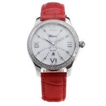 Chopard Happy Sport Diamond Bezel with MOP Dial-Red Leather Strap
