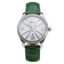 Chopard Happy Sport Diamond Bezel with MOP Dial-Green Leather Strap