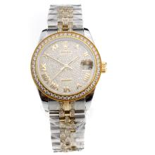Rolex Datejust Swiss ETA 2836 Movement Two Tone Roman Markers with Diamond Bezel and Dial-Mid Size-2