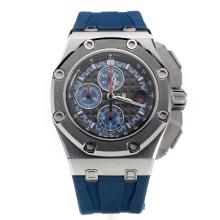 Audemars Piguet Royal Oak Offshore Asia Valjoux 7750 Movement Black Dial with Blue Rubber Strap-Extra Rubber Strap is Included