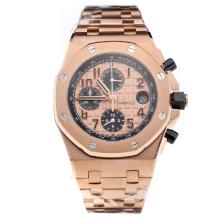 Audemars Piguet Royal Oak Offshore Asia Valjoux 7750 Movement Full Rose Gold with Champagne Dial-Number Markings