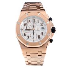 Audemars Piguet Royal Oak Offshore Asia Valjoux 7750 Movement Full Rose Gold with White Dial-Number Markings