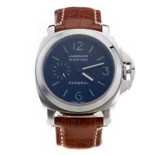 Panerai Luminor Marina Automatic Green Markings with Black Dial-Brown Leather Strap