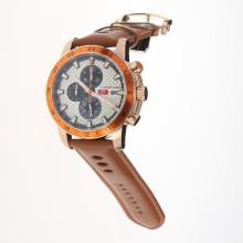 Chopard Miglia Working Chronograph Rose Gold Case with White Dial-Leather Strap