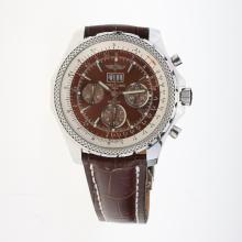 Breitling Bentley 6.75 Big Date Chronograph Asia Valjoux 7750 Movement with Brown Dial-Leather Strap