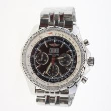 Breitling Bentley 6.75 Big Date Chronograph Asia Valjoux 7750 Movement with Black Dial S/S