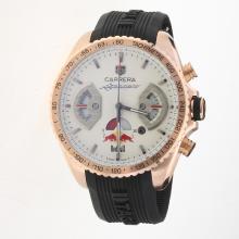 Tag Heuer Carrera RedBull Racing Edition Working Chronograph Rose Gold Case with White Dial-Rubber Strap