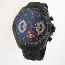 Tag Heuer Carrera RedBull Racing Edition Working Chronograph PVD Case with Black Dial-Rubber Strap-1