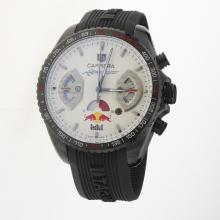Tag Heuer Carrera RedBull Racing Edition Working Chronograph PVD Case with White Dial-Rubber Strap