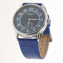 Patek Philippe Calatrava Number Markers with Blue Dial-Leather Strap