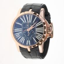 Roger Dubuis Excalibur Automatic Rose Gold Case with Black Dial-Leather Strap-1