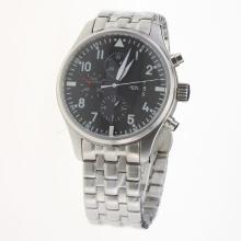 IWC Pilot Chronograph Asia Valjoux 7750 Movement with Black Dial S/S-1