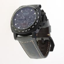 Panerai Luminor Daylight Working Chronograph PVD Case with Black Dial-Leather Strap-3