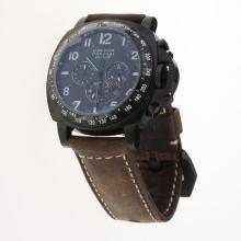 Panerai Luminor Daylight Working Chronograph PVD Case with Black Dial-Leather Strap-2