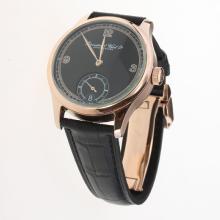 IWC Portuguese Manual Winding Rose Gold Case with Black Dial-Leather Strap-4