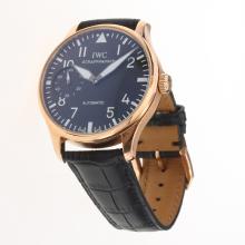 IWC Portuguese Manual Winding Rose Gold Case with Black Dial-Leather Strap-3