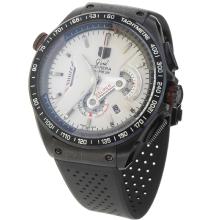 Tag Heuer Grand Carrera Calibre 36 Working Chronograph PVD Case with White Dial-Rubber Strap