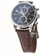 Tag Heuer Carrera Cal.1887 Working Chronograph Stick Markers with Brown Dial-Leather Strap