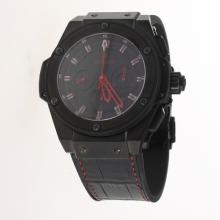 Hublot King Power Chronograph Swiss Valjoux 7750 Movement Ceramic Case Red Markers with Black Dial