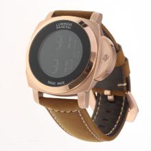 Panerai Luminor Rose Gold Case with Electronic Screen-Brown Leather Strap