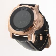 Panerai Luminor Rose Gold Case with Electronic Screen-Black Leather Strap