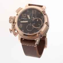 U-Boat Italo Fontana Working Chronograph Rose Gold Case with Brown Dial-Leather Strap