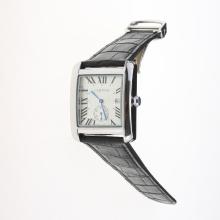 Cartier Tank White Dial with Black Leather Strap
