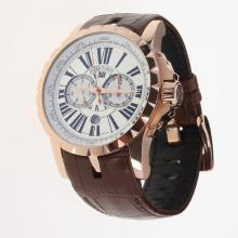 Roger Dubuis Excalibur Automatic Rose Gold Case with White Dial-Leather Strap