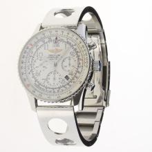 Breitling Navitimer Chronograph Asia Valjoux 7750 Movement Number Markers with White Dial S/S-1