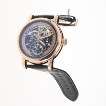 Patek Philippe Grande Complication Tourbillon Automatic Rose Gold Case with Skeleton Dial-Leather Strap