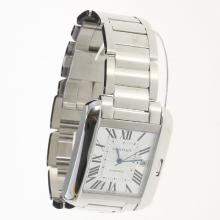 Cartier Tank Swiss ETA 2836 Movement Roman Markers with White Dial S/S